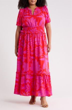 Sugarlips Imara Floral Valencia Maxi Dress in Red-Fuchsia at Nordstrom, Size 2 X