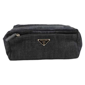 Prada Navy Denim Pouch (Pre-Owned)
