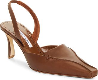Manolo Blahnik Cleosli Pointed Toe Slingback Pump in Brown at Nordstrom, Size 37.5