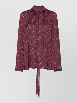Rotate polka-dot floral-print satin high-neck blouse