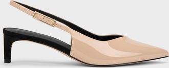 Charles & Keith Luciana Patent Slingback Kitten Heels
