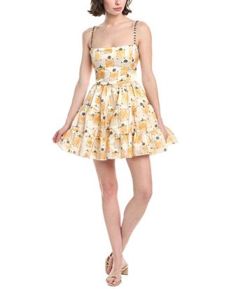 Agua Bendita Bisuteria Linen & Silk-Blend Mini Dress