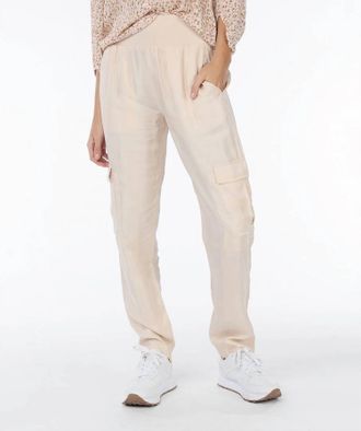 Esqualo Tana Rib Cupro Trousers In Sand