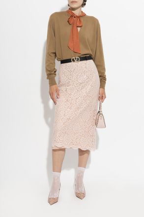 Valentino Garavani Lace Skirt, Womens, Pink