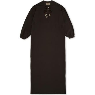 Fortela Allegral Embroidered Silk Crepe Dress in Brown at Nordstrom, Size 40 Eu