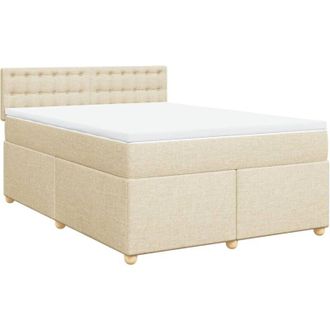 vidaXL Cama Box Spring Con Colch&oacute;n Tela Color Crema 160x200 Cm Vidaxl