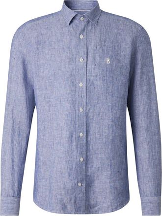 Bogner Timi linen shirt for men - Navy blue/white - XXL