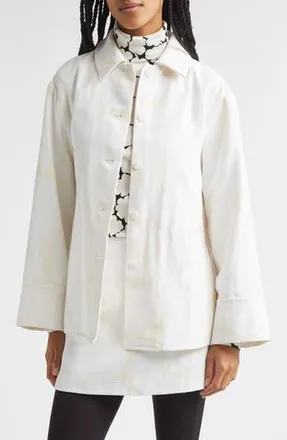 Marimekko Ladonta Unikko Jacquard Oversize Faille Shirt Jacket in White Light Grey at Nordstrom Rack, Size 6 Us / 36 Eu