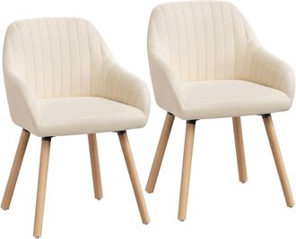 Woltu Lot De 2 Chaises De Salle &Agrave; Manger Woltu - Chaise De Cuisine - Si&egrave;ge En Velours - Pieds En Bois Massif - Cr&egrave;me
