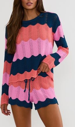 Beach Riot Beach Cover-Up Sweater in Seashell Isle Color Block at Nordstrom, Size X-Small
