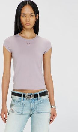 Diesel T-shirt with cut-out embroidered logo - T-Shirts - Woman - Violet