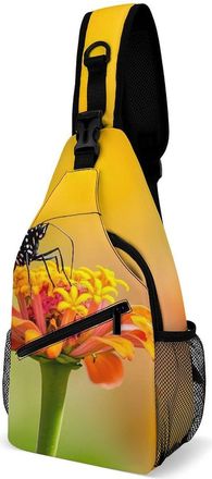 Generic Monarch Butterfly on Flower Unisex Shoulder Bags Casual Crossbody Chest Bag Sling Backpack for Hiking Cycling Travel