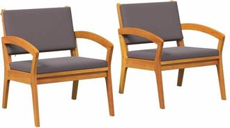 vidaXL Vidaxl - Silla De Jard&iacute;n Con Coj&iacute;n 2 Pcs Marr&oacute;n Madera Maciza De Acacia