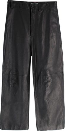 Balenciaga Black Unisex Straight Leg Leather Trousers Size S