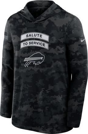 Nike Buffalo Bills Salute to Service Sideline Nike Mens Dri-FIT NFL Long-Sleeve Hooded Top in Black | 03B90ILOA24-YUN