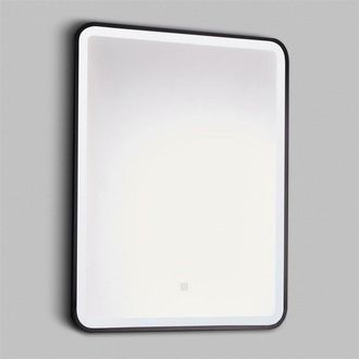 Clifton 80cm Rectangle LED Matt Black Wall Mirror with Demister Pad in Natural