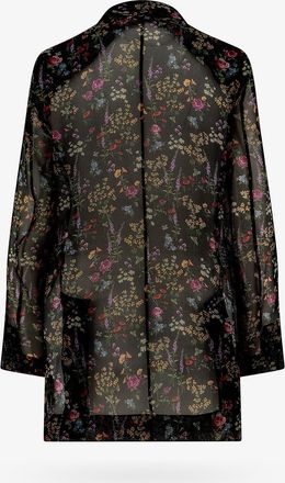 Max Mara Womens Silk Blazer Floral Print Black Blazers Jacket