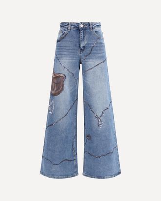 Ella Palazzo Long painted Jeans in regular fit Female 42
