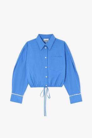 Ganni Navy Shirt in Blue Cotton - Size 10/12 Organic