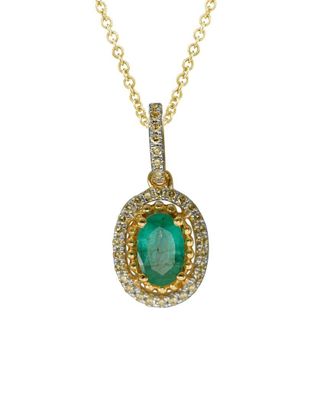 Diana M. Jewels Fine Jewelry 14K 0.45 Ct. Tw. Diamond & Emerald Necklace
