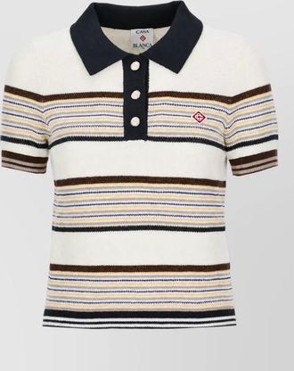 Casablanca striped short-sleeve polo shirt