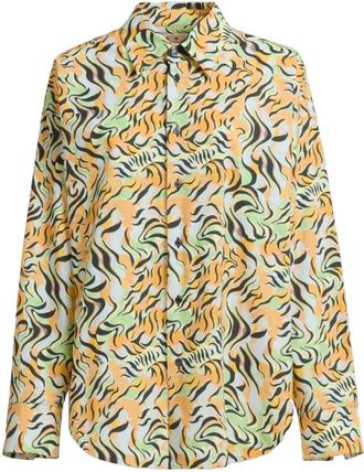 Marni abstract-print long-sleeve shirt - women - Cotton/Elastane - 38 - Orange