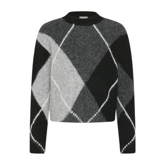 Kaffe Truien - Dames - Ronde hals truien - Veelkleurig - XL - Leer - Truien & Vesten