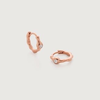 Monica Vinader Rose Gold Siren Diamond Huggie Earrings Diamond