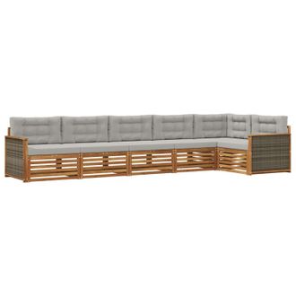 vidaXL Conjunto De Sof&aacute;s De Exterior 6 Pcs Natural Y Gris Claro Vidaxl