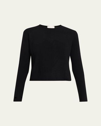 Lisa Yang Ida Roll-Edge Cashmere Crewneck Sweater
