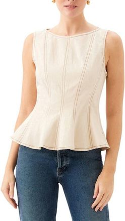 Fifteen Twenty Zoyla Contrast Stitch Peplum Top in Natural at Nordstrom, Size Medium