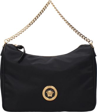 Versace Damess Hobo handtas zwarte stof