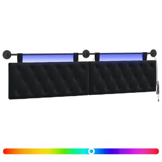 vidaXL Cabecero Colgante Con Luz Led Negro Terciopelo Vidaxl