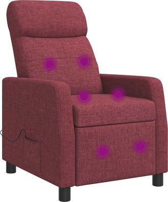 vidaXL Silla De Masajes Reclinable Rojo Vino Tela Vidaxl