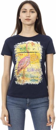 Trussardi Casual ronde hals T-shirt met voorprint - Dames - T-shirts - Blauw - M - Tops