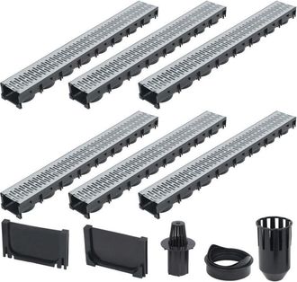 vidaXL Canalette di Drenaggio 6 pz Acciaio Zincato 6 m - Vidaxl