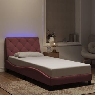 vidaXL Vidaxl - Estructura De Cama Con Luces Led Terciopelo Rosa 90x200 Cm