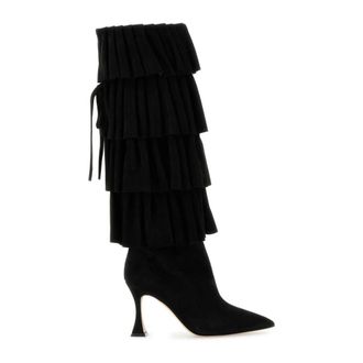Manolo Blahnik Over-knee Boots, female, Black, Size: 10 US Miralone 90 Knee-High Boots
