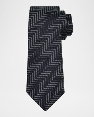Giorgio Armani Mens Micro-Chevron Silk Tie