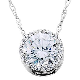Pompeii3 5/8ct Round Diamond Halo Pendant 14K White Gold W/ 18 Chain