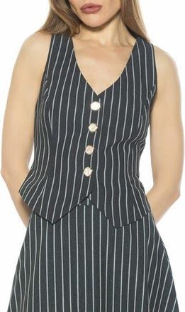 Alexia Admor Liliana Button Front Vest in Navy Stripe at Nordstrom Rack, Size 10