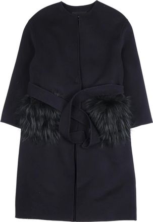 Fabiana Filippi Geknoopte Jassen - Dames - Jas met riem - Blauw - XS - Jassen