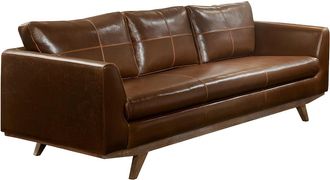 Vente-Unique Sof&aacute; 3 plazas de piel envejecida ALEGAN - Marr&oacute;n