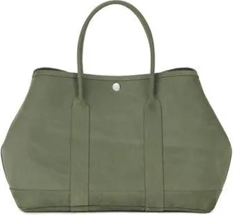 Ezra Arthur Audrey Velvet Leather Tote Bag in Moss at Nordstrom