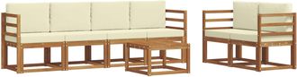 vidaXL Conjunto De Sof&aacute;s De Exterior 7 Uds. Natural Y Crema Vidaxl