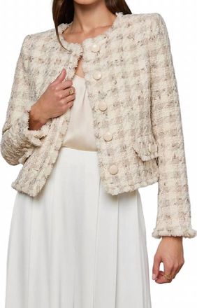 L'agence Zell Tweed Jacket In Taupe/grey Houndstooth