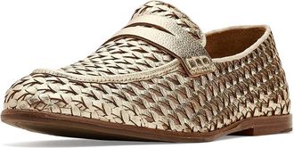 Frye Faith Woven Loafers Womens Flat Shoes Gold : 6.5 B - Medium, Leather