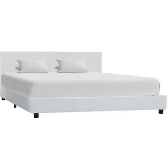 vidaXL Estructura De Cama Sin Colch&oacute;n Cuero Sint&eacute;tico Blanco 140x200cm Vidaxl