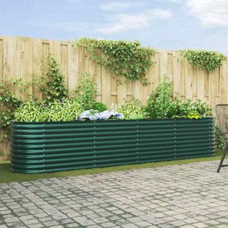 vidaXL Arriate Elevado Verde 400 X 80 X 81 Cm Acero Vidaxl