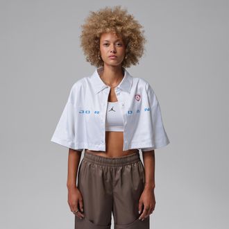 Nike Jordan Womens Jordan Flight Woven Top in White | IM6816-100
